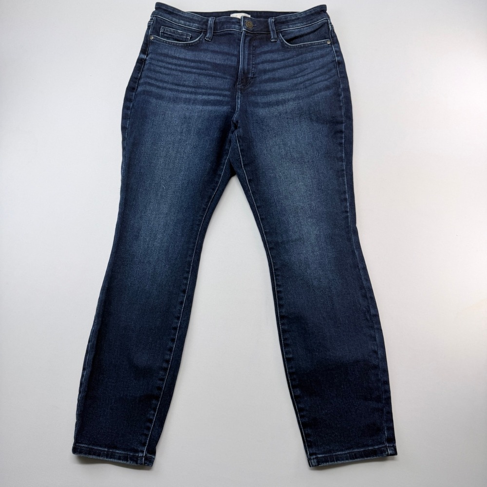 LC Lauren Conrad High Rise Skinny Jeans Dark Wash Blue Size 14 Stretch Denim